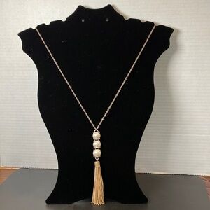 NY & CO Gold Pearl Pendant Necklace 24”